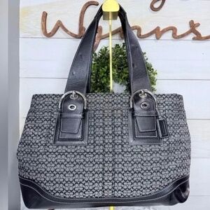 Coach SoHo Signature Micro C Black and Gray Satchel Tote